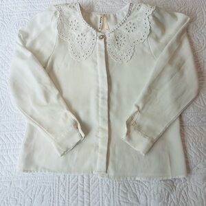 Elli White Cream Eyelet Collar Blouse